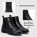 Vepose Women's Leather Ankle Boots, Lace Combat Booties, 910L - Black, Size 7.5 US - with Inside Zipper (CJY910L Black 07.5)