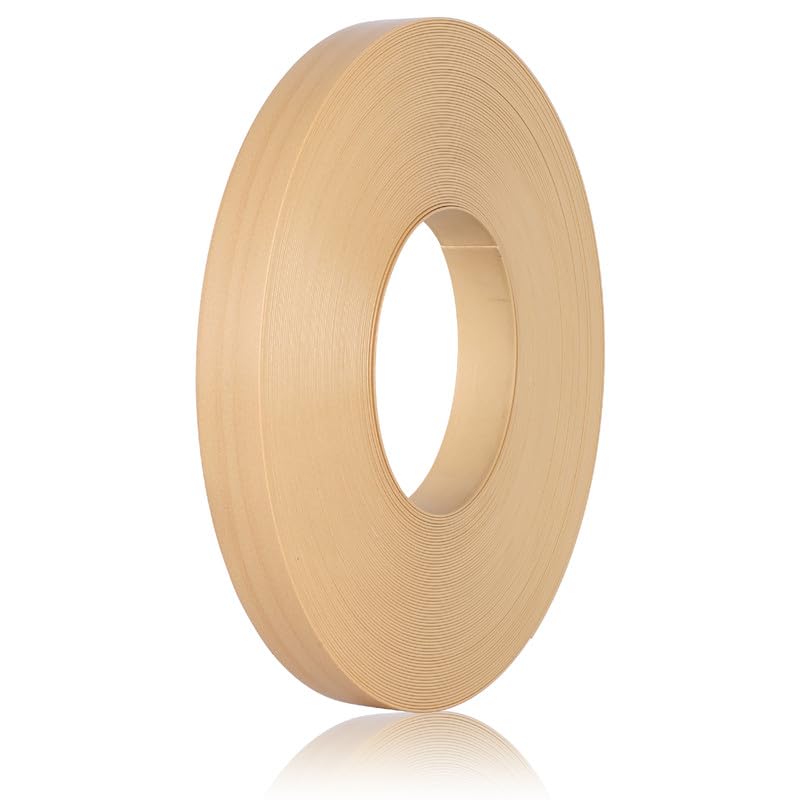 Natural Maple Edge Banding, 15/16" x 50ft PVC Edge Banding Tape, 1mm Thick Wood Grain Veneer Edging for Plywood Edge, Dresser Restoration, Kitchen Island & Wood Veneer Sheets