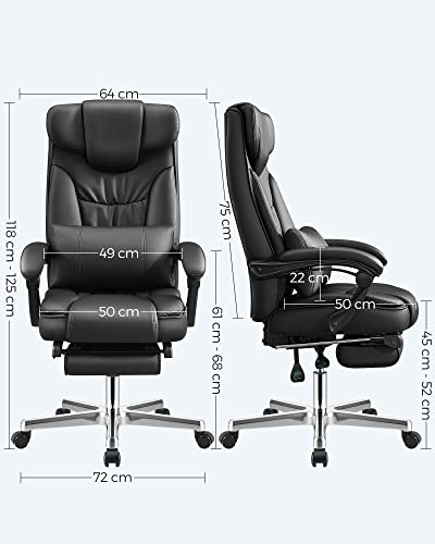 SONGMICS Luxe bureaustoel met inklapbare hoofdsteun, uittrekbare voetensteun, extra grote orthopedische managersstoel… - Image 7