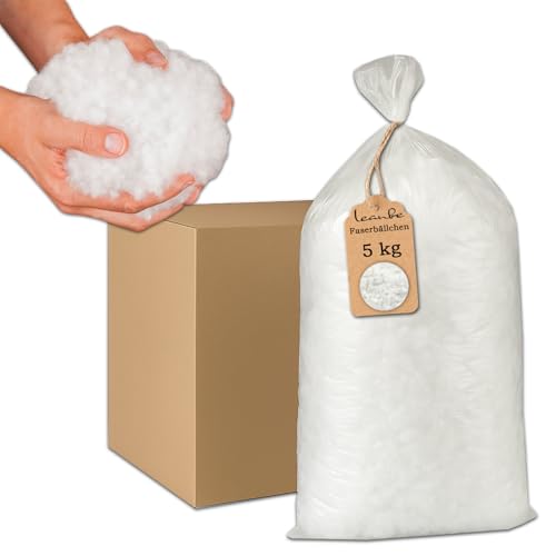 Leanbe Faserbällchen Kissenfüllung Füllmaterial für Kissen Sitzkissen Tierbetten Poufs und DIY-Projekte (5 kg 250 L) Weich Elastisch Waschbar