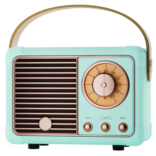 Caulikine Retro Bluetooth Speaker Portable Wireless with Built-in Mic Hi-Fi Stereo Sound Home Decor Speaker for Room Birthday Gifts for Teen Boys Girls Women Men (Blue)