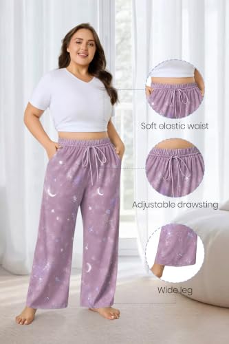 Image of FLYCURVY Plus Size Women Pajama Pants with Pocket L-5XL