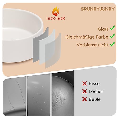 SPUNKYJUNKY Keramik Hundenapf Fressnapf Futternapf Katzennapf Napf für Katzen und Hunde (400ml, Weiß)