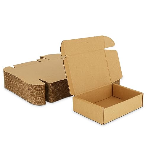 APACALI 50 Pack Small Shipping Boxes 150x100x40mm / 5.9 x 3.9 x 1.5 Inch Brown Corrugated Cardboard Mailing Boxes for Business Packing Mailing Storing Posting