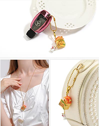 Rabbit Bunny Mushroom House Enamel Necklace Key Pendant With Two Chains Juicy Grape Mothers' Day Vacation3