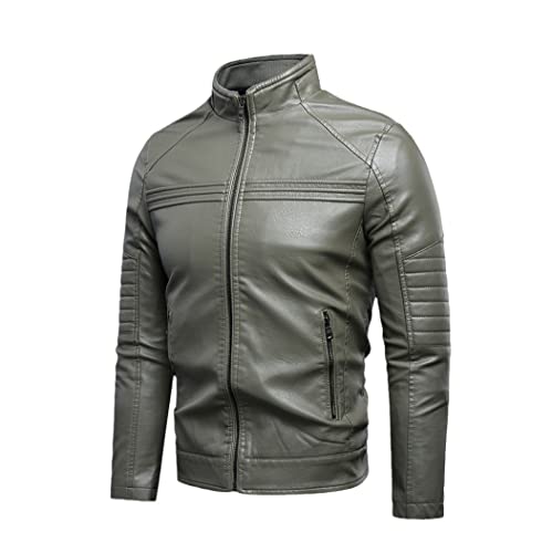 Blouson chaud homme veste cuir synthétique doublée polaire thermique