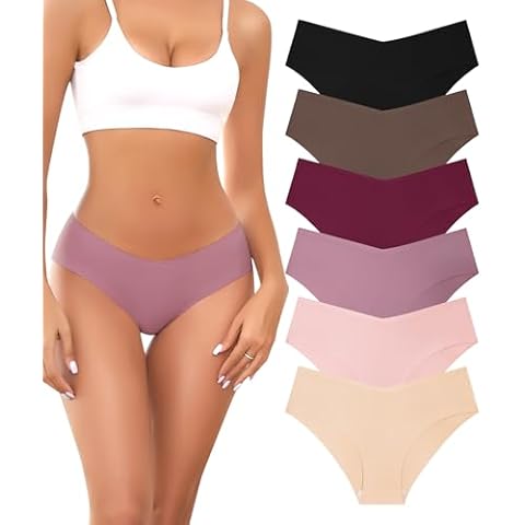 Riozz No Show Bikini Underwear for Women V-Waist Seamless Underwear Breathable Stretch Hipster Invisibles Briefs 6 PACK S-XL Cover