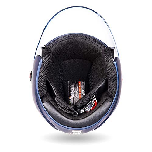 Image of Yamaha YR6 Half Face Helmet (Matt Blue, Size L) Y6AYR6BL0L16