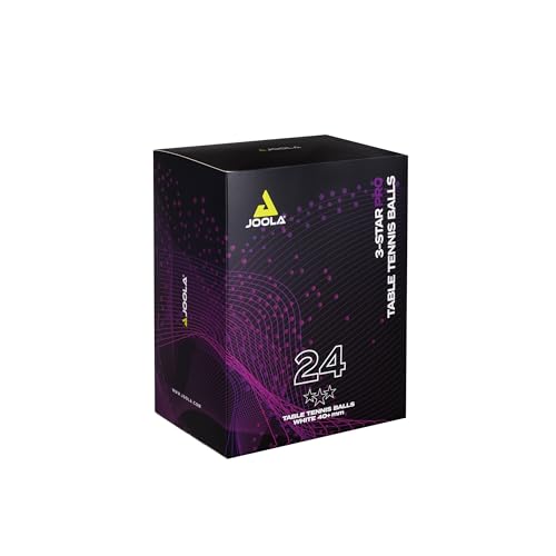 JOOLA 3-Star Pro - Pelotas de Ping Pong (40 + mm de diámetro, 3 Estrellas, compatibles con Interiores y Exteriores, 24 Unidades), Color Blanco