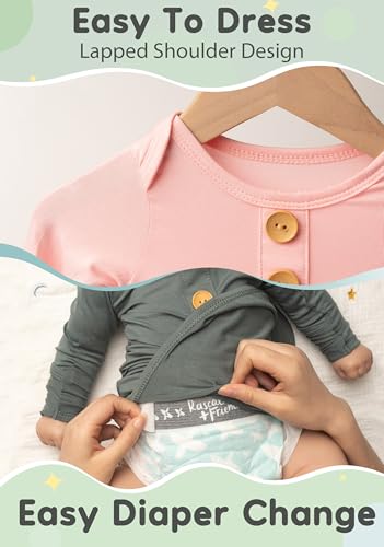 2Pk Newborn Baby Knotted Gowns, Soft Sleeper Coming Home Outfit with Hello World Announcement Sign & Ink Pad for Baby Birth3