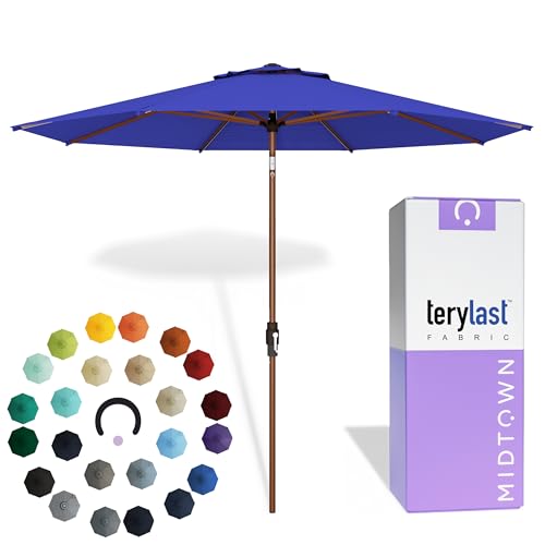 Image of Midtown Umbrellas Wooden 2-8 Ft Patio Umbrella, Midnight Canopy