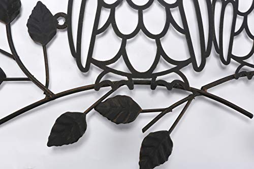 Metal Owl Decor On Branch Wall Sculpture Art, Rustic,13.8 X 8.7 X 0.4 Inches #TOP2