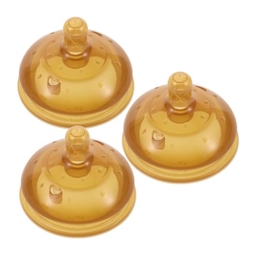 YARNOW 3 Piezas chupete de silicona infantiles Tetinas transparentes para biberones Tetinas de alimentación transparentes de reemplazo gel de sílice Marrón