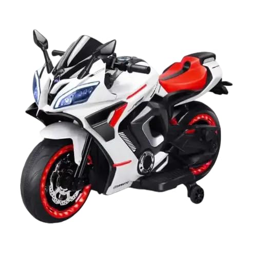 Image of Playland | R9 Rechargeable PL 6655 12V Battery Operated Ride On Bike for Kids, Fun Electric Bike for Outdoor Adventures | Safe and Fun Kids' Ride-On Toy |1 to 6 Years RED & White