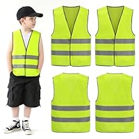 2PCS Kids High Vest Visibility Hi Viz Safety Vest, Hi Vis Vests for Kids,High Visibility Reflective Vest kids, Hi Vis vest Safety with Reflective Strips for Traffic Work, Construction, Running (L)