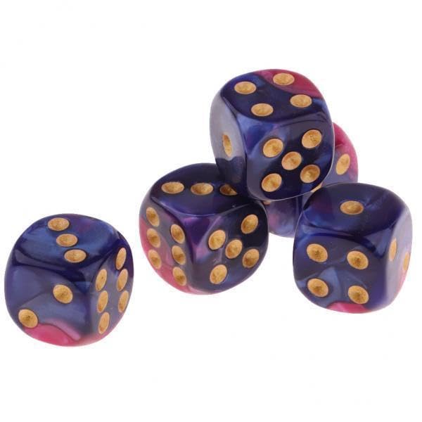 UJEAVETTE Toy 2x5x6-sided Game Dice 16mm Dice for Board Games and Teaching Math Purple Blue Accessories & Dice-picture-25