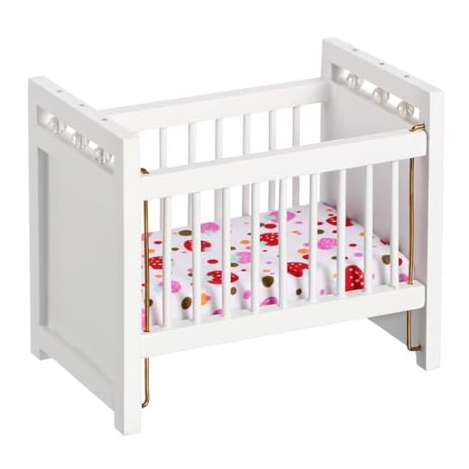 NUOBESTY Dollhouse Miniature Furniture Mini Crib Doll Cradle Doll Decoration Mini Baby Bed Crib Cradle for Miniature Dollhouse Party Kit