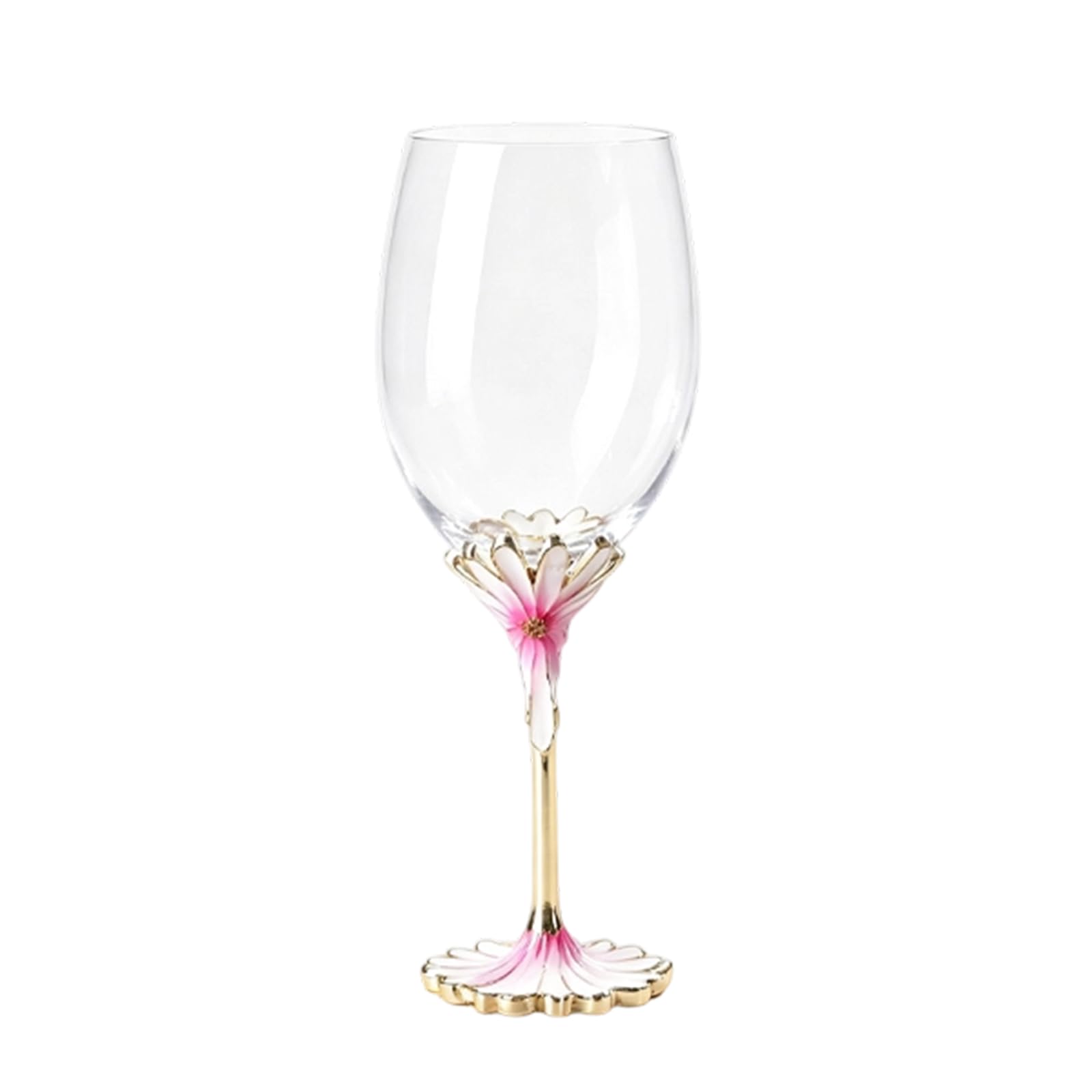 XUDREZ Painted Enamel Flower Lead-Free Wine Glasses 320ml Red White Pink