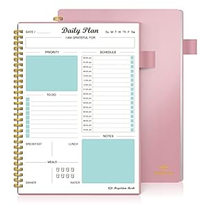 Regolden-Book To Do List Notebook Organizers - Undated Daily Planner & Journal (7x10") (Pink)