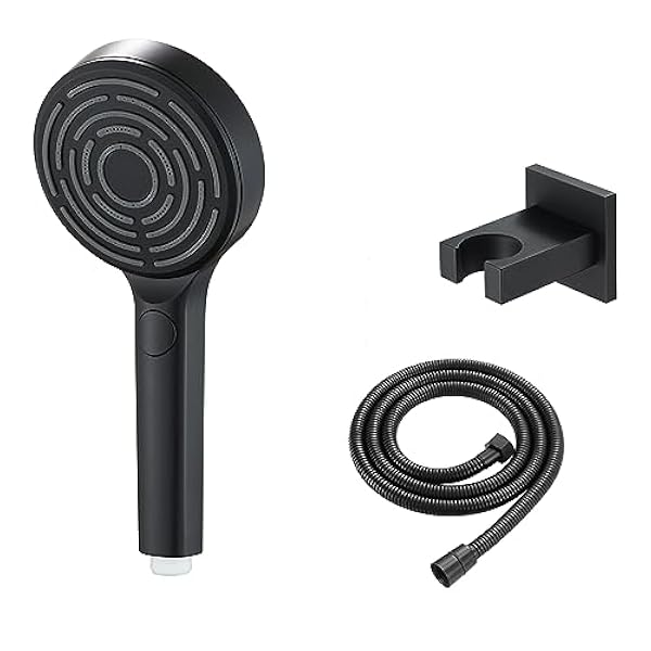 Alcachofa de Ducha Alta Presión Alcachofa Ducha con Manguera Cabezal Ducha 3 Funciones Telefono Ducha Negro ABS Alcachofa Ducha Antical Montado en la Pared (Negro)