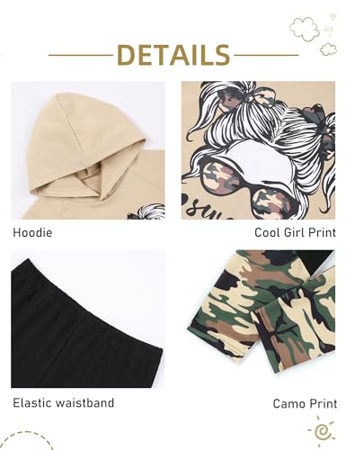 Image of Gaupafmb Girls Clothes Cool Girl Print Tie Dye Hoodie Pullover Sweatshirt Leggings 2PC Outfits
