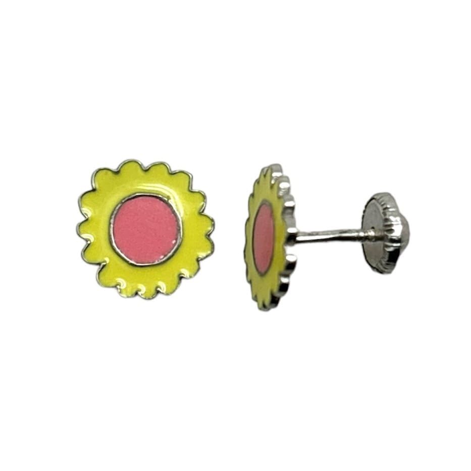 Pendientes de girasol para niñas activos y cómodos para dormir con cierre a rosca