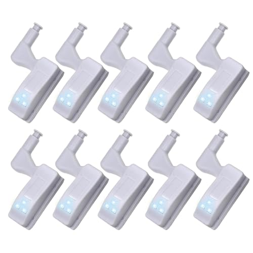 10 luces LED con sensor de bisagra para armarios, 10 unidades de luces de sensor de bisagra de inducción, luces nocturnas brillantes y eficientes, bisagra de armario, luz LED para armario de cocina
