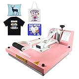 BetterSub Industrial 15'x15' Clamshell Heat Press Machine for T-Shirts, Sublimation, Vinyl & HTV - Digital Control, Non-Stick Teflon Plate, Safety Features for DIY/Home/Business (Pink)