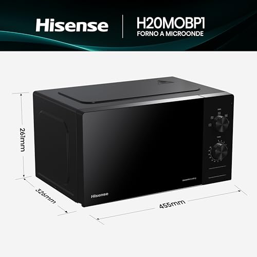 Hisense H20MOBP1 Forno a Microonde, Nero, 20 l - immagine 3