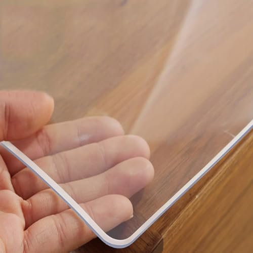 Kefu01 Protector de Mesa Transparente con Bisel de 60°, PVC Impermeable de 1mm, Cubierta Lavable, Rectangular para Mesa de Centro, Escritorio (70x120cm/28x47in)