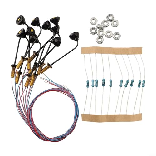 Lot de 10 appliques murales LED pour lampadaires et poteaux de chemin de fer avec résistances compatibles pour un câblage facile (noir)