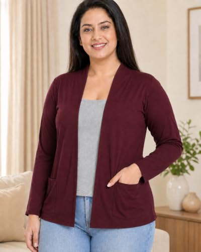 Image of In Love Women's Solid Open Front Shrug with Pockets
