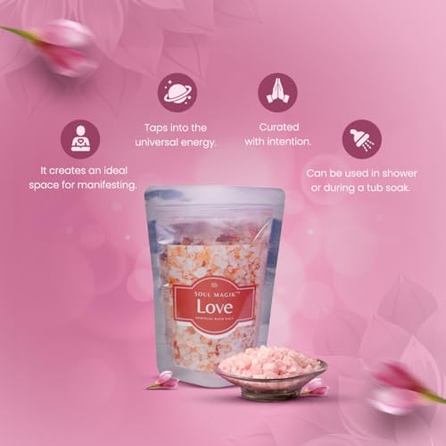 Soul Magik Pure & Natural Love Spiritual Bath Salt | 200g | Self Love, Calming & Relaxing Aromatherapy Bath | Muscle Pain & Stress Relief, Aura Cleansing, Healing Salt & Positive Energy Soak