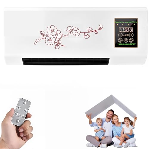 Wall-mounted fan 30 Sec Rapid Natural wind & Heat Wall Mount Unit Ultra Quiet Personal Cooling Fan with Remote Timer Energy Efficient Portable Air Conditioner for Bedroom Office Home White