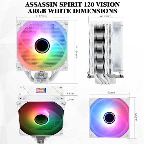 Image of Thermalright Assassin Spirit 120 Vision ARGB White CPU Cooler with 1.54-inch 240*240 Resolution IPS Display LCD Screen,Computer CPU Air Cooling for LGA1700 /1851 /115X,AM4 /AM5,High Performance Radiator