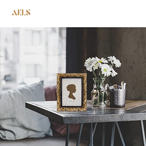 Aels 5X7 Inch Vintage Picture Frame, Elegant Antique Photo Frames With Glass Front, Photo Display, Tabletop Wall Hanging, Gift Ideas, Gold And Black, Flowers With Gold Beads #TOP6
