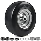 LotFancy 11x4.00-5” Flat Free Lawn Mower Tire and Wheel, 3/4" or 5/8" Bushings, 3.4"-4"-4.5"-5" Centered Hub, Smooth Tread Tire for Zero Turn Mowers