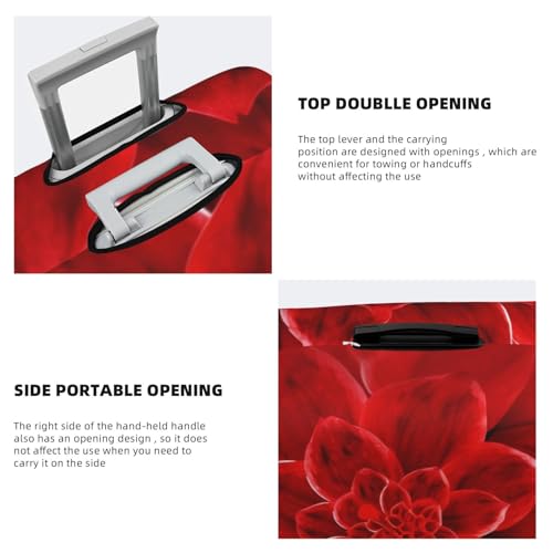 Housse de protection pour valises XL noire à fleurs rouges extensible