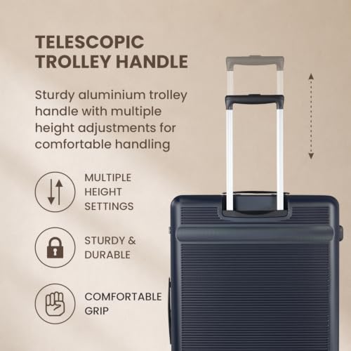 Image of SWISS MILITARY Pascal Lightweight PC Hard Large Check in Travel Luggage Trolley Bag with Anti-Theft Zippers & 3-Dial Lock, 360 Wheels, Wet Pocket & Aluminium Handle Suitcase Set of 3 -Navy