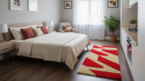 Image of Fluffy Silky Micro Fiber Polyster Carpet /Runner for Bedroom, Study Room, Playing Room, Guest Room ETC. 2x6 feet Feet, (P-1)
