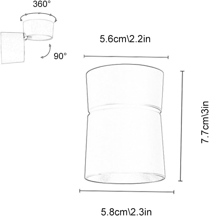 Led Ceiling Spotlight Adjustable Accent Spot Lighting Fixture Directional Spot Lights 90°+360° Rotation Ceiling Downlights for Living Room Bedroom Hallway Wall Swivel Lamp/Svart4000K