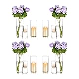 Dimensions sélectionnées : 4 bougeoirs différents en verre transparent, XL : 9,5 cm x 25 cm, L : 8,5 cm x 20 cm, M : 6,5 cm x 15 cm, S:5.5cm x 10cm (largeur x hauteur)