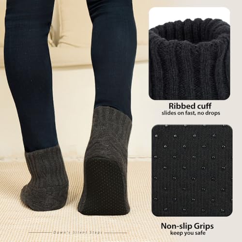 LEMZONE Mens Fuzzy Slipper Socks with Grippers Winter Warm Indoor Sherpa Lined House Socks4