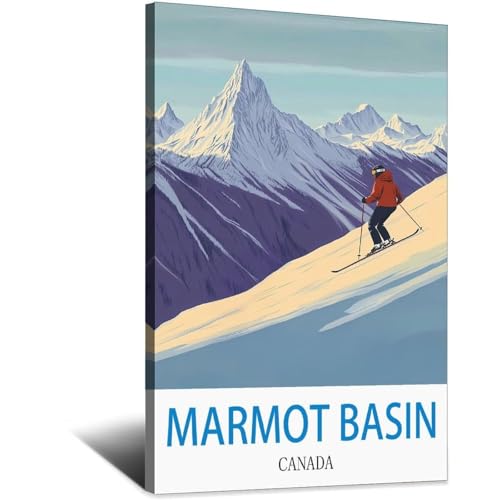 Marmot Basin Canada affiche vintage de 20 x 30 cm pour créer un salon style chalet