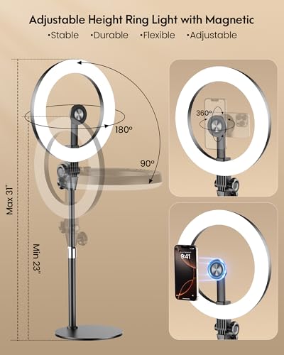 Image of Upgrade 10.5 inch Ring Light for Desk with Magnetic Phone Holder for Computer