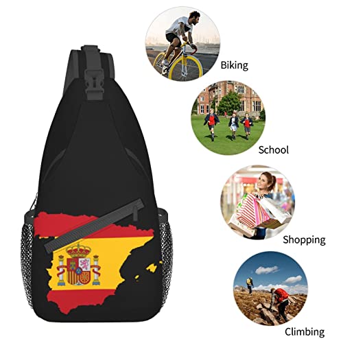 Mochila Bandolera Spain Flag Map Unisex Negra miniatura 7