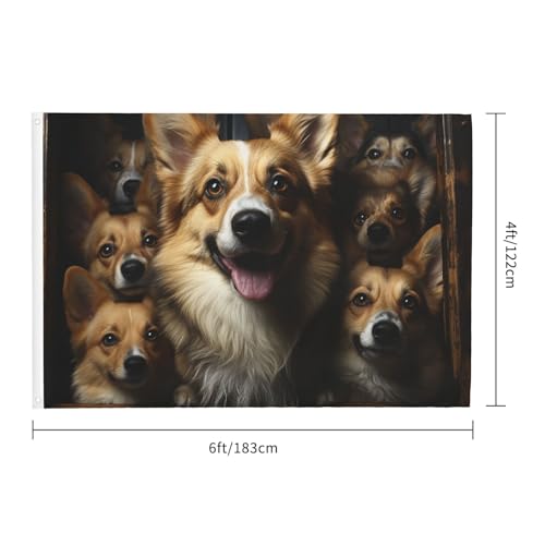 Drapeau extérieur Corgi anti-déchirure grand format double face toutes saisons - 2