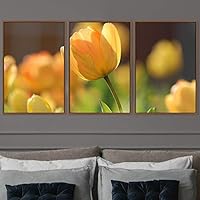 3 Piece Framed Canvas Wall Art Orange Blossom Canvas Prints Home Artwork Decoration for Living Room,Bedroom - 16