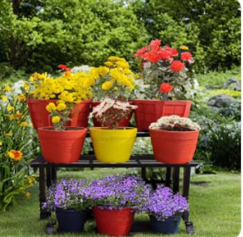 Image of A-One 2 Step Garden Plant stand Flower Pot Holder Plant Pot Stand Heavy Duty (BLACK) (Two Step)