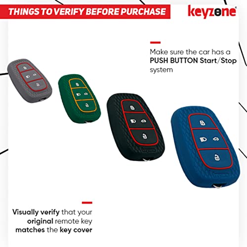 Image of keyzone Striped silicone key cover and keychain compatible forPunch.EV,Altroz,Nexon.EV,Punch,Tigor.EV,New Safari,Tiago.Ev,Nexon,Harrier,Tiago,Tigor 4 Button Smart Key(Black with R /B LT KH)